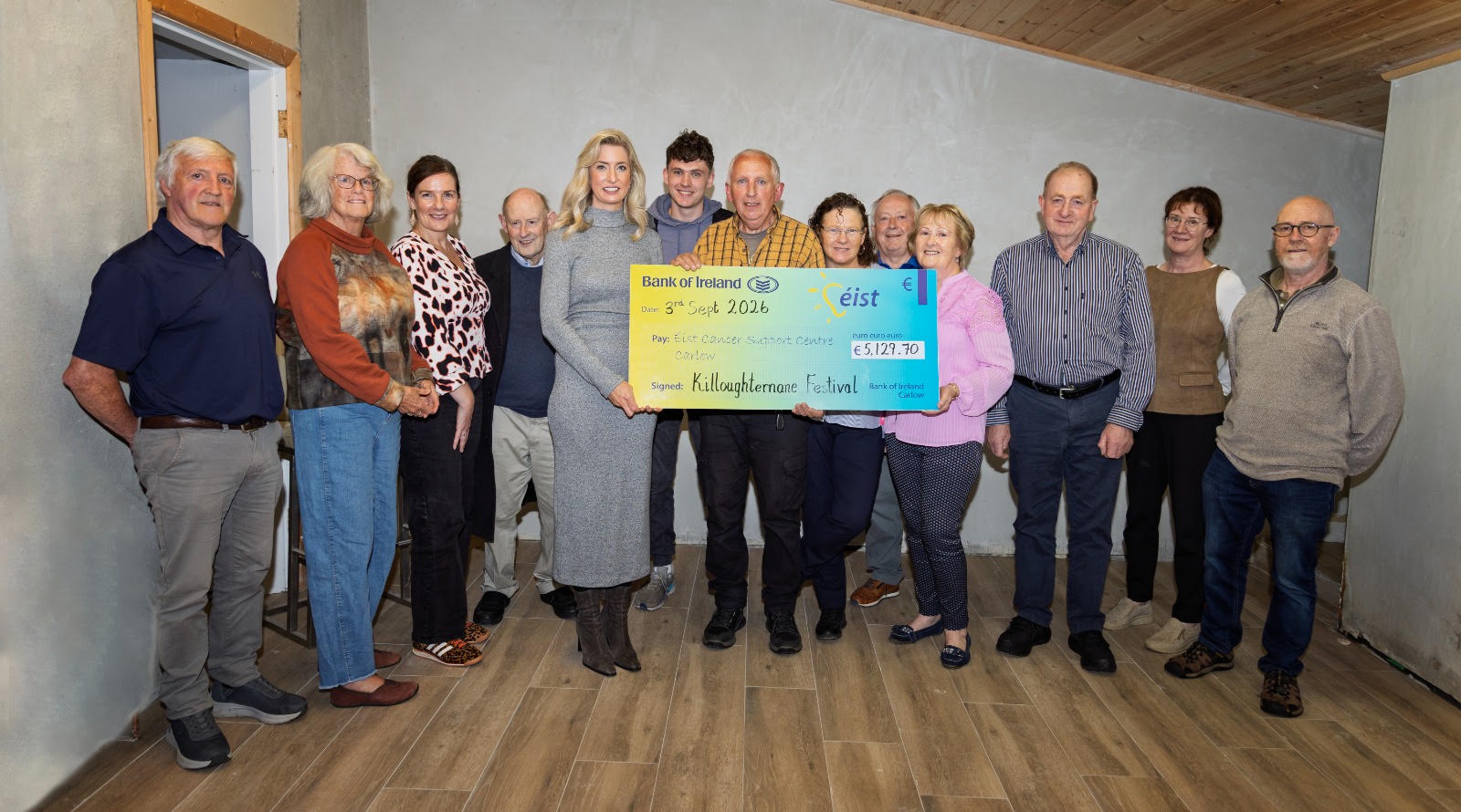 The Killoughternane Festival committee presenting a cheque to Éist Carlow Cancer Support
